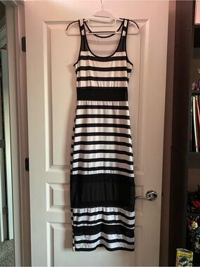 Black & White Striped Tank Maxi Dress